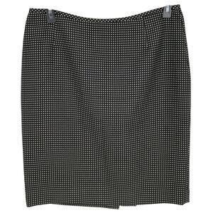 Kasper Skirt Petites 12P Black White Dots Lined Pencil Straight Back Zip Slit
